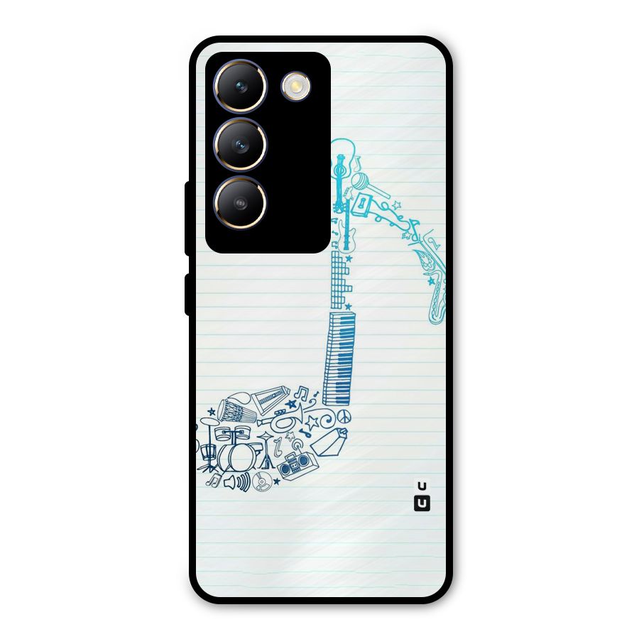 Music Note Design Metal Back Case for Vivo T3 5G