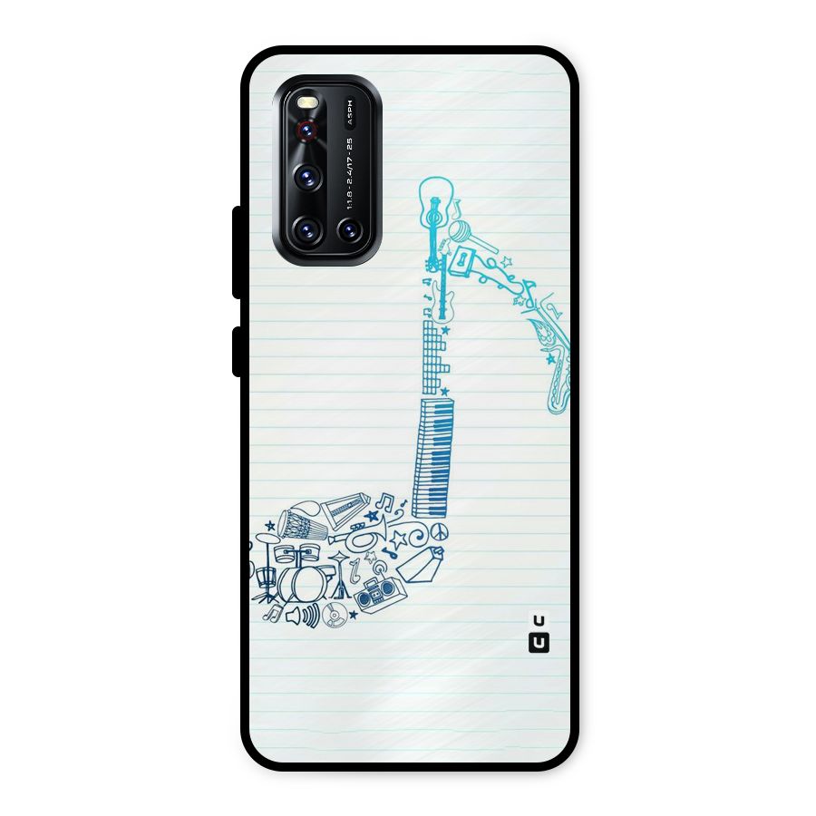 Music Note Design Metal Back Case for Vivo V19
