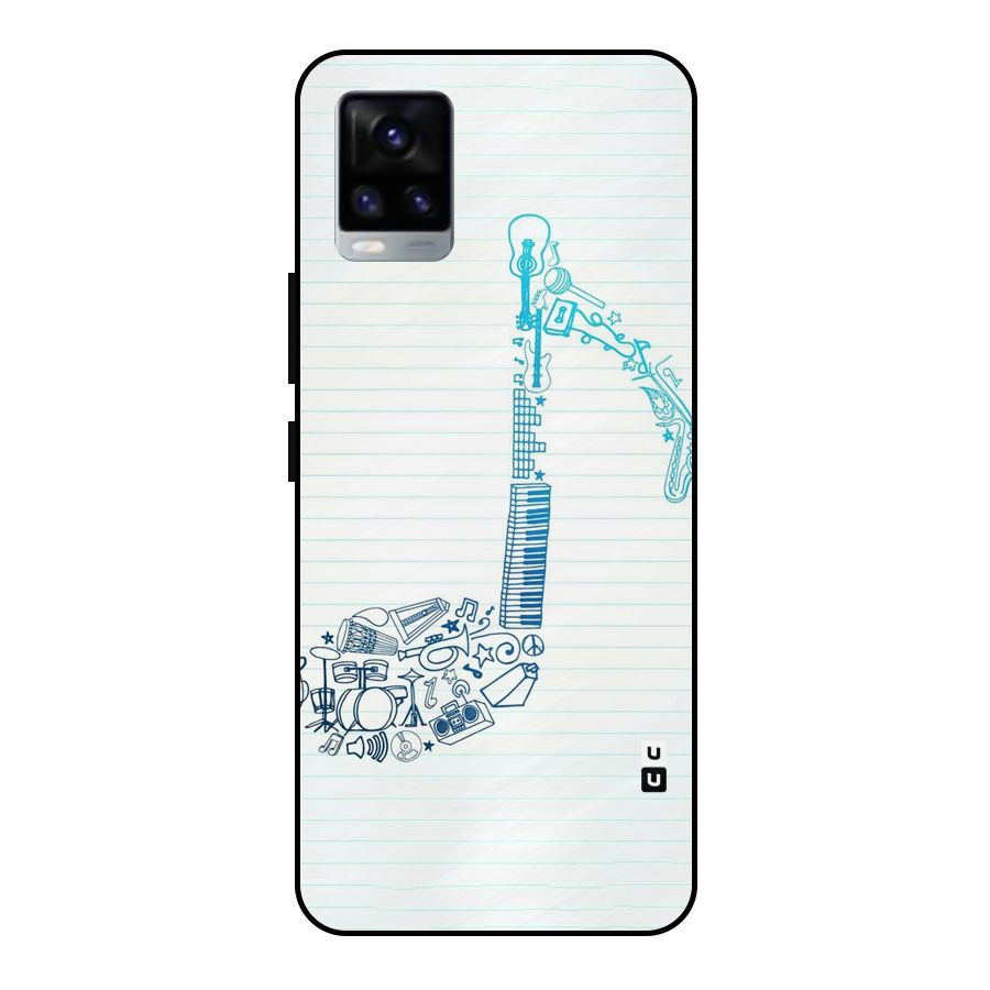 Music Note Design Metal Back Case for Vivo V20 2021