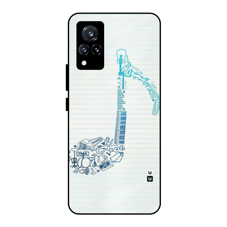 Music Note Design Metal Back Case for Vivo V21 5G