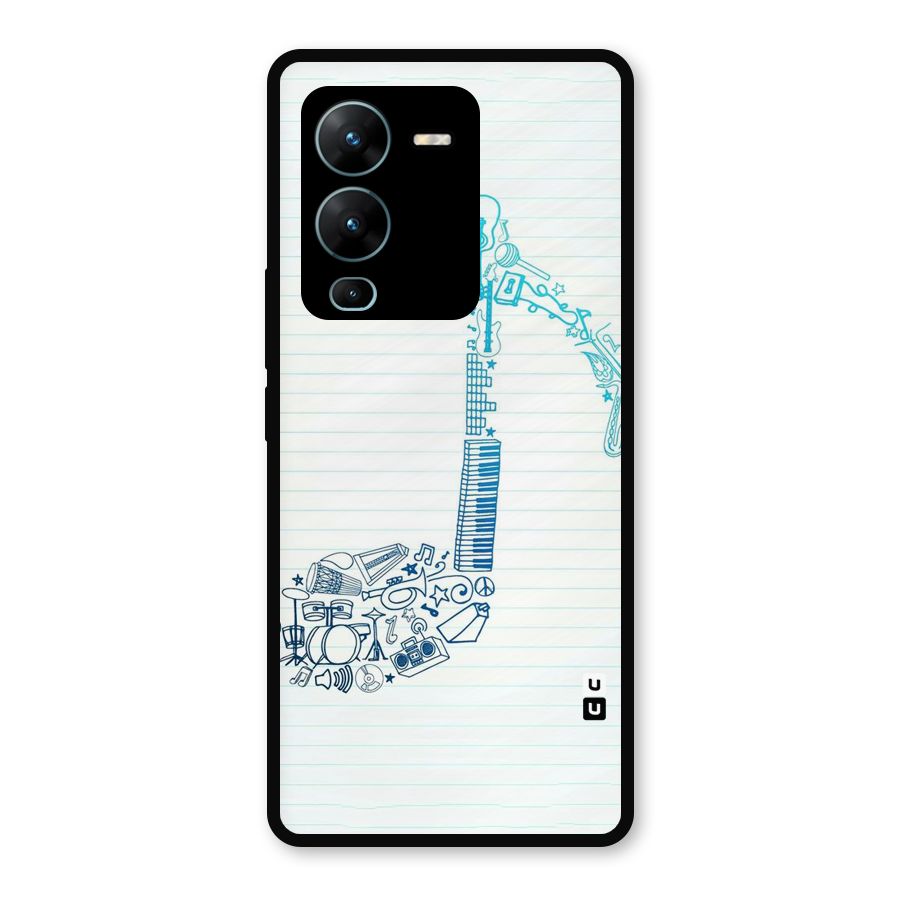 Music Note Design Metal Back Case for Vivo V25 Pro