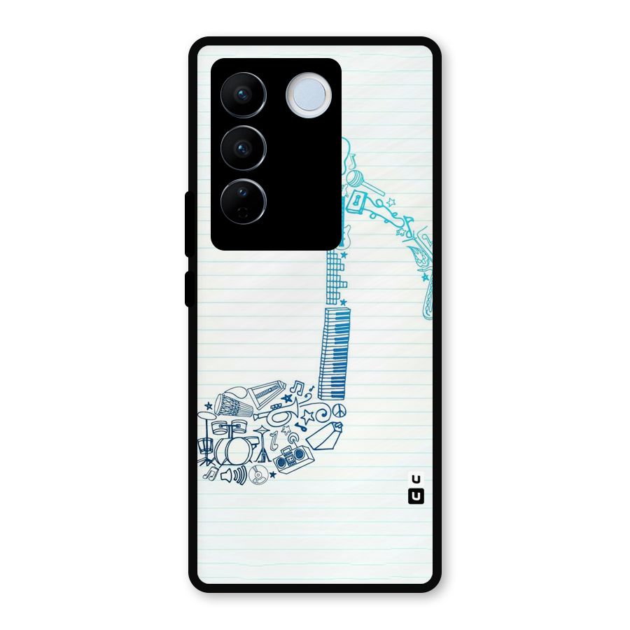Music Note Design Metal Back Case for Vivo V27 Pro