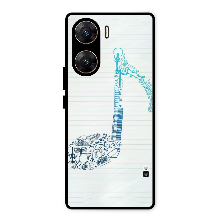 Music Note Design Metal Back Case for Vivo V29e