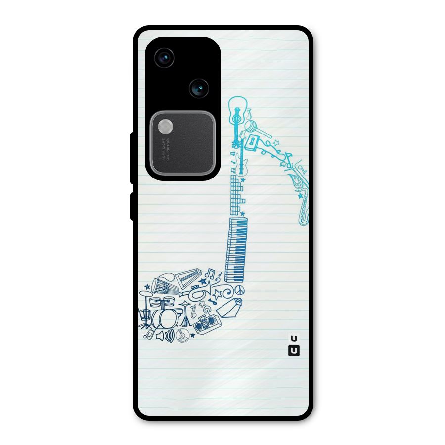 Music Note Design Metal Back Case for Vivo V30