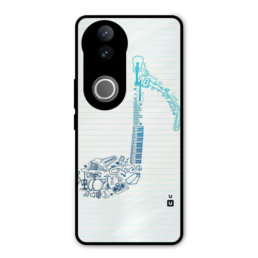 Music Note Design Metal Back Case for Vivo V50e