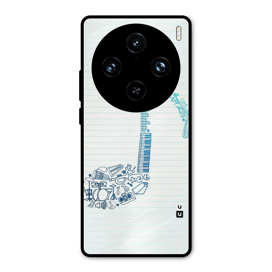 Music Note Design Metal Back Case for Vivo X100 Pro