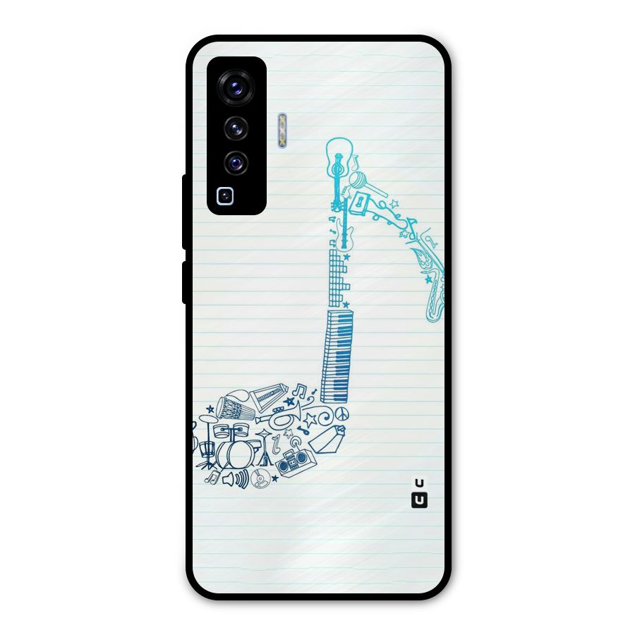 Music Note Design Metal Back Case for Vivo X50