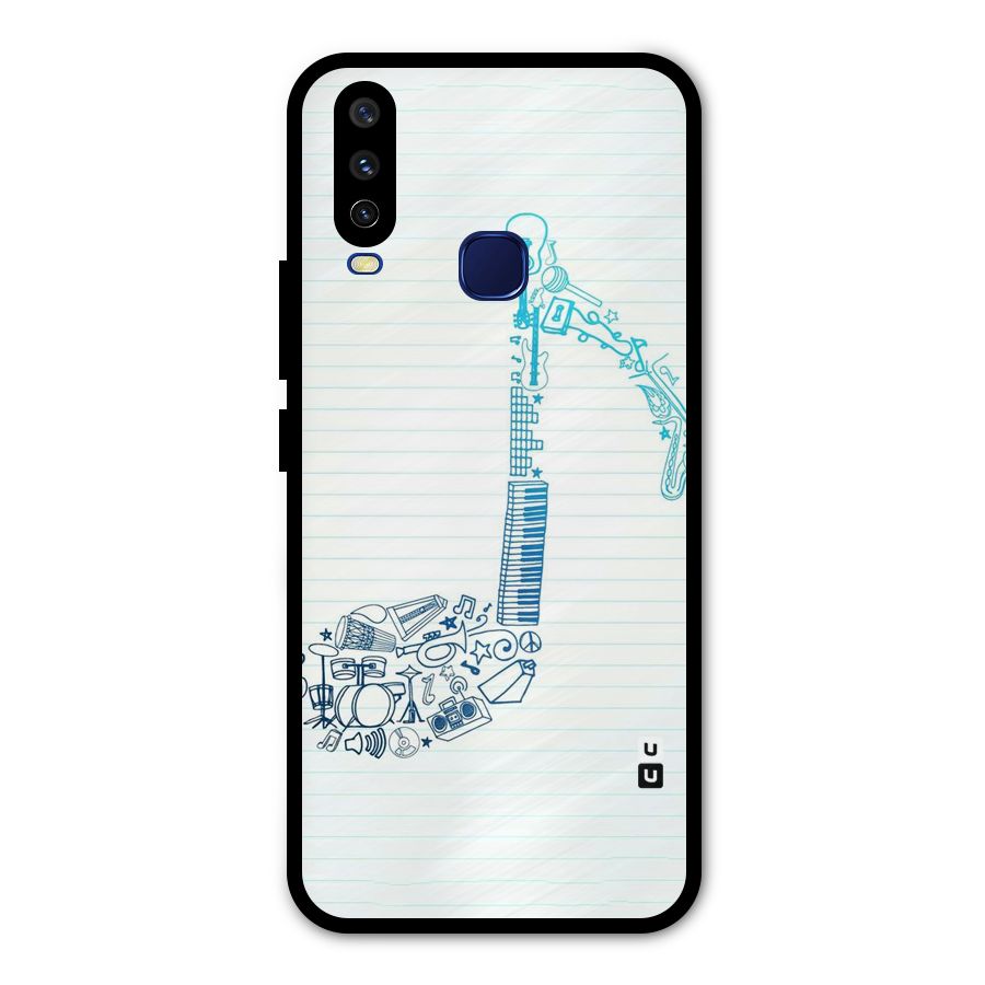 Music Note Design Metal Back Case for Vivo Y15