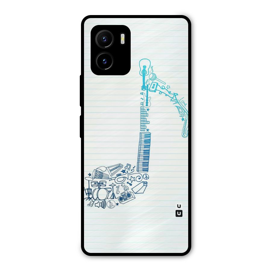 Music Note Design Metal Back Case for Vivo Y15s