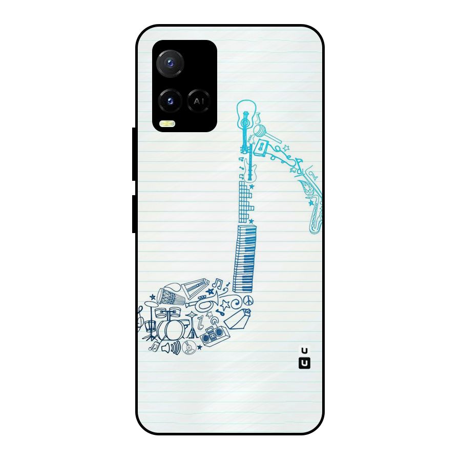 Music Note Design Metal Back Case for Vivo Y21T