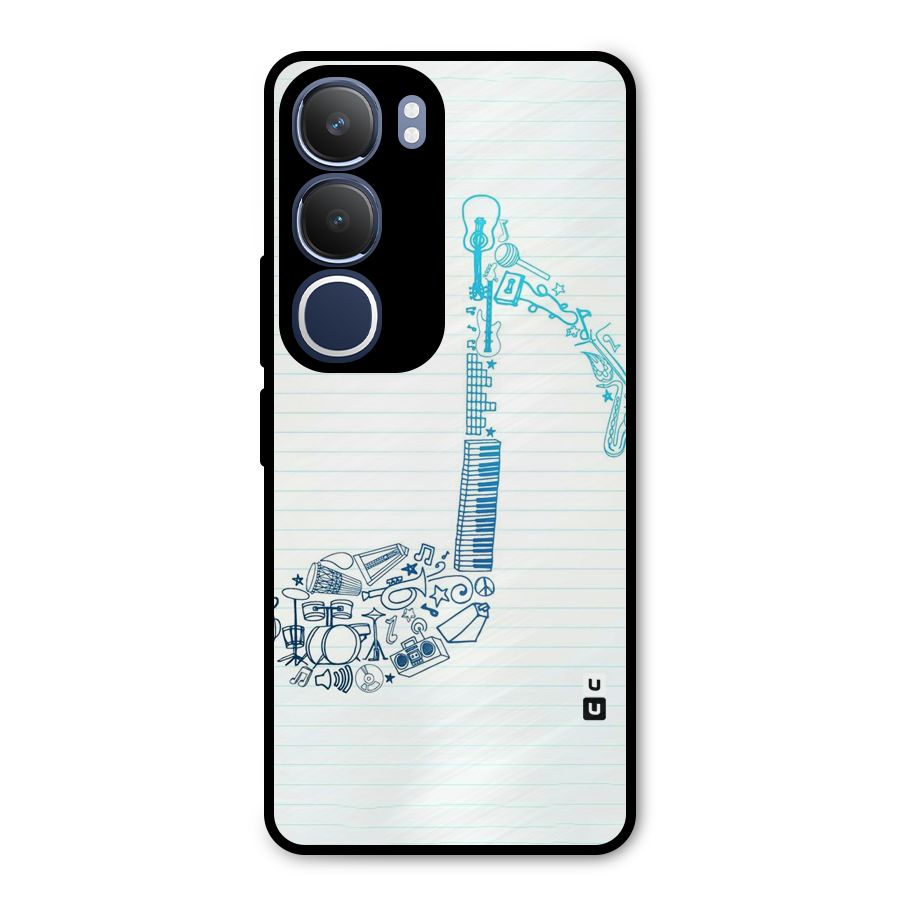 Music Note Design Metal Back Case for Vivo Y29