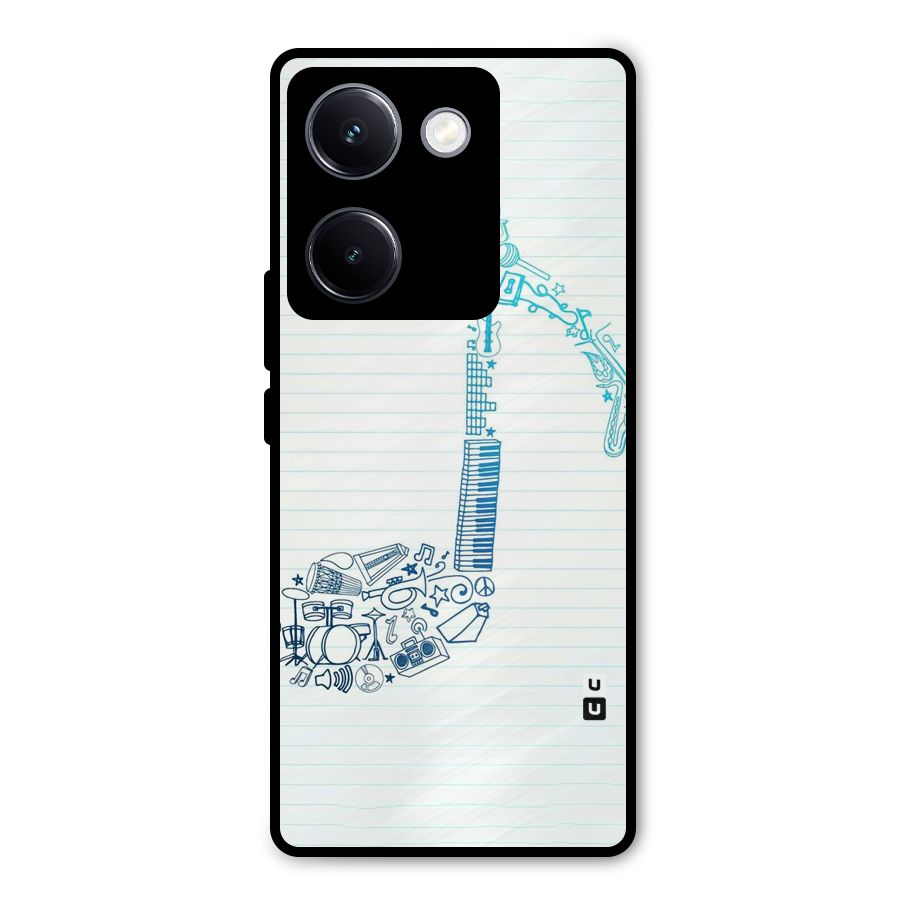 Music Note Design Metal Back Case for Vivo Y300 Plus