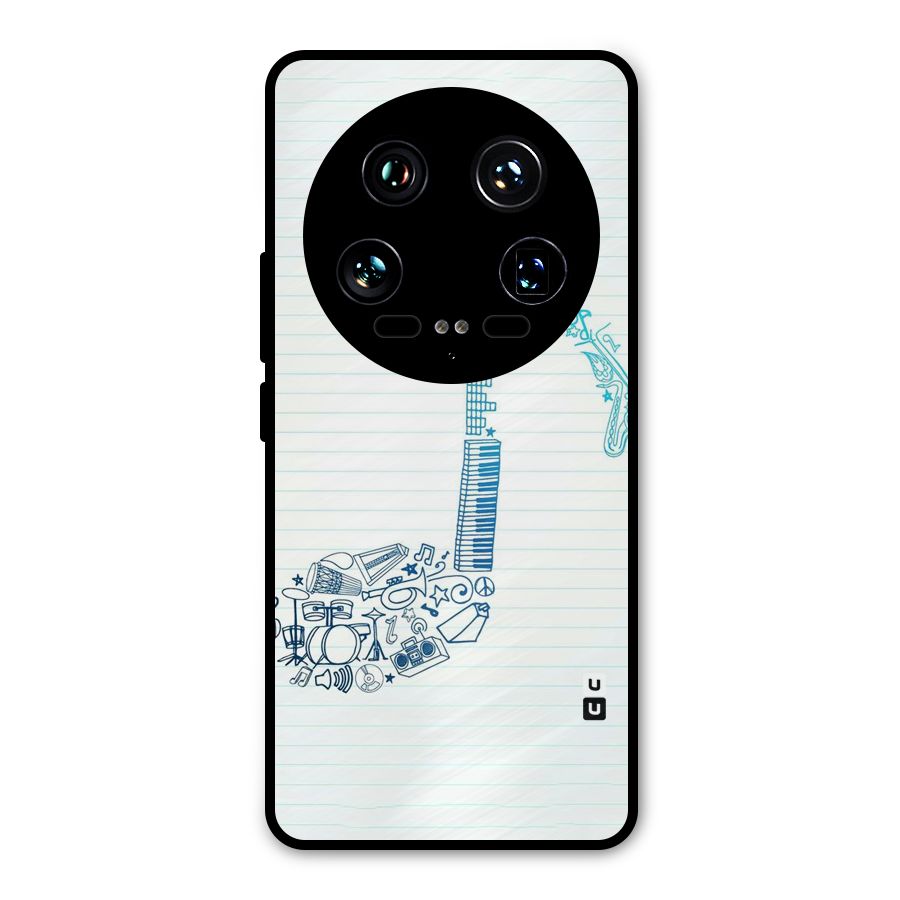 Music Note Design Metal Back Case for Xiaomi 14 Ultra