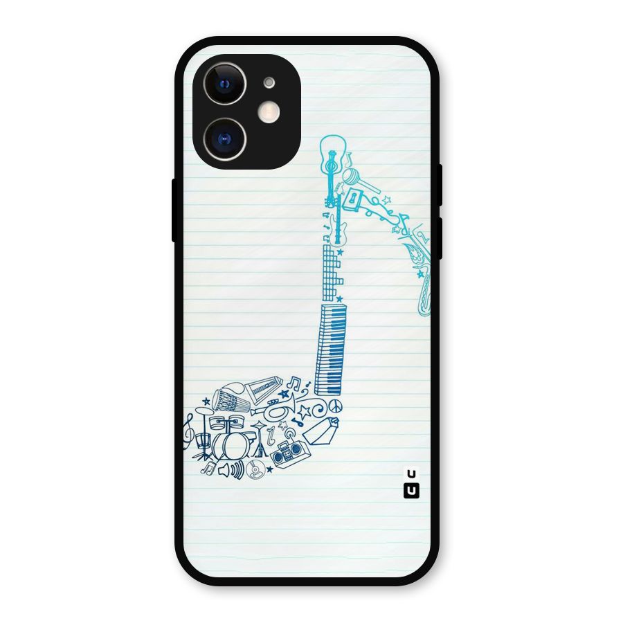 Music Note Design Metal Back Case for iPhone 12