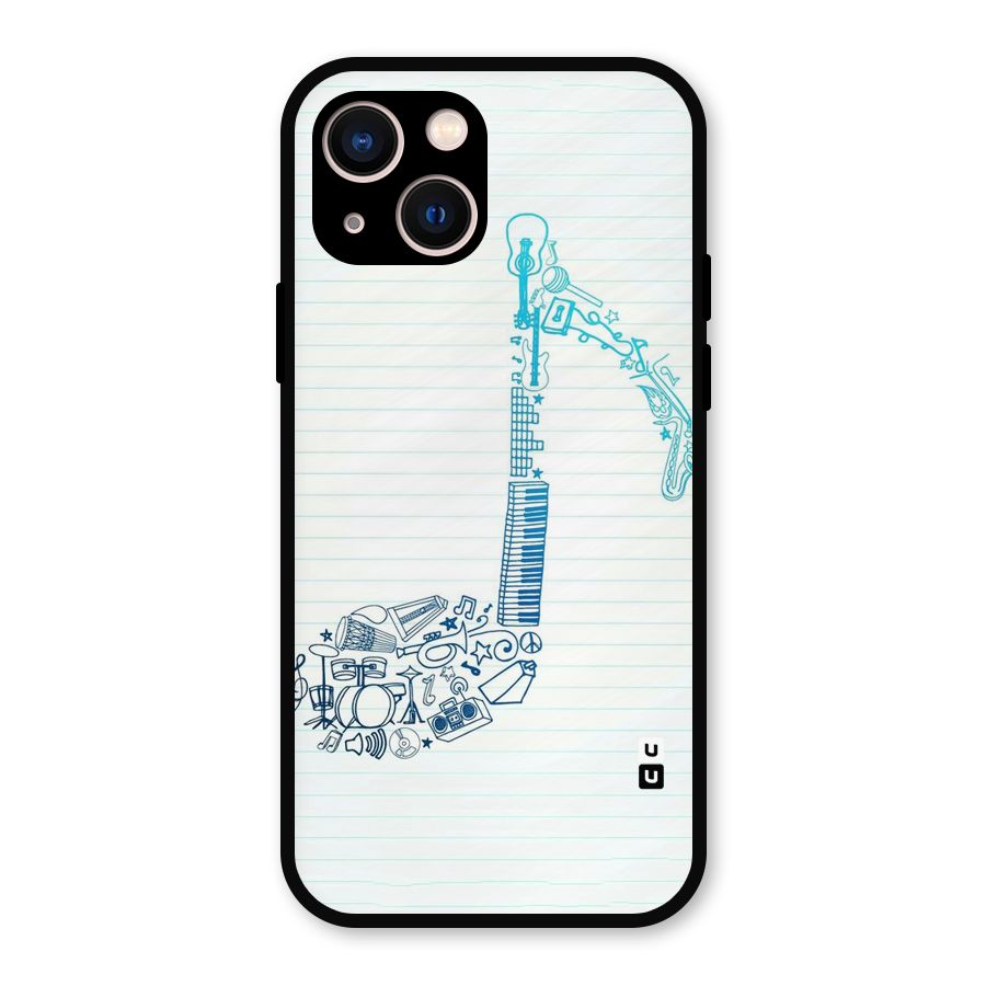 Music Note Design Metal Back Case for iPhone 13