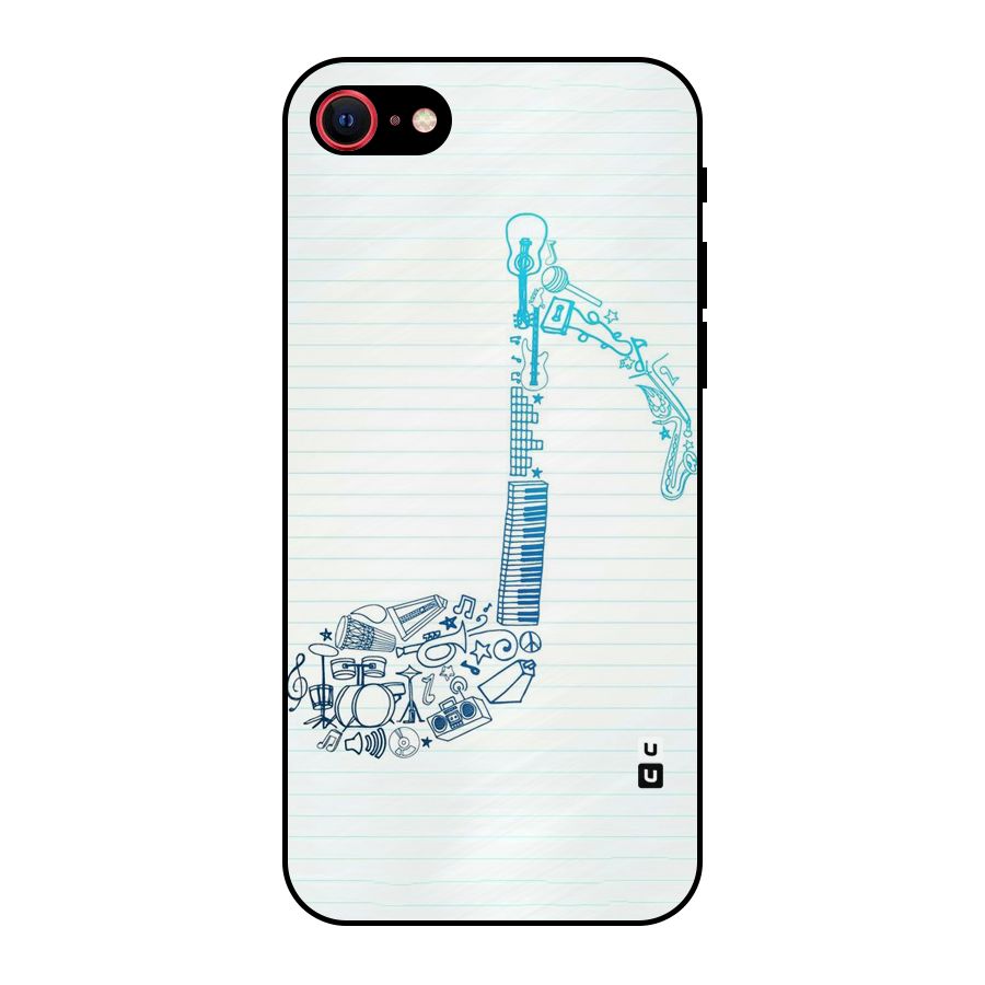 Music Note Design Metal Back Case for iPhone SE 2020