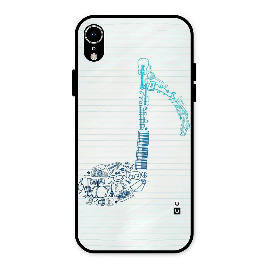 Music Note Design Metal Back Case for iPhone XR