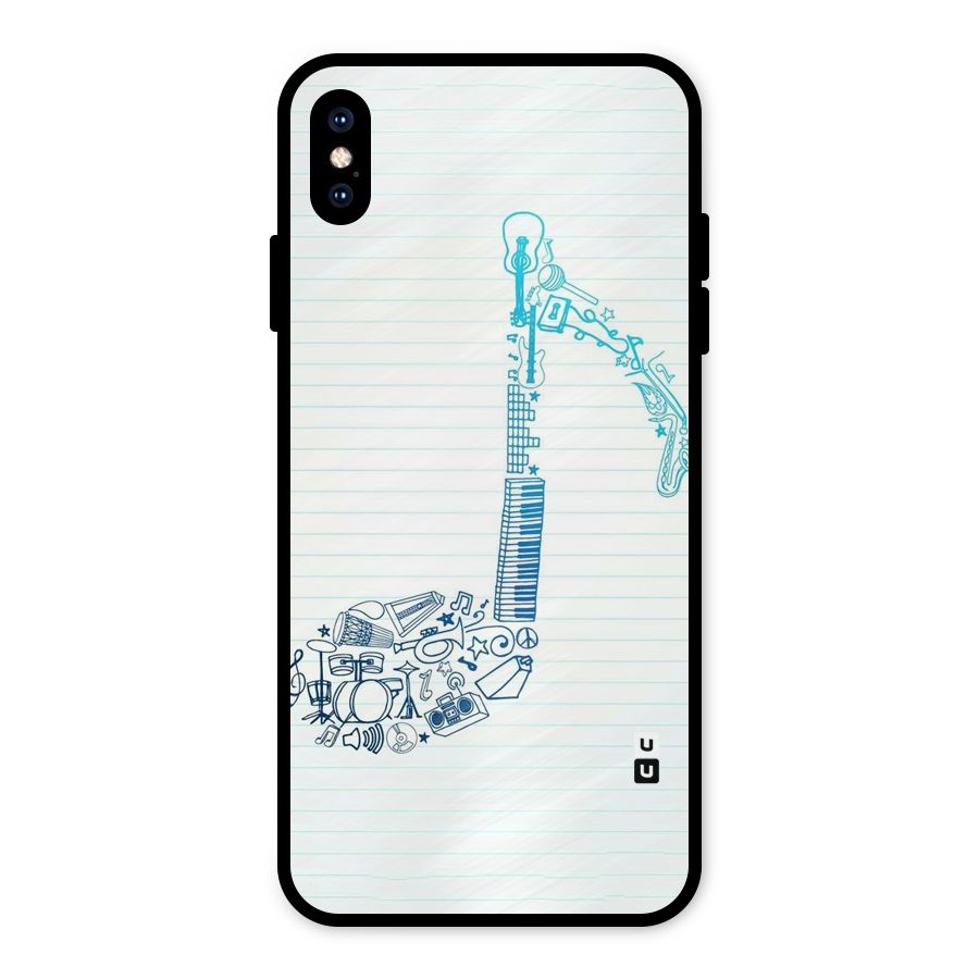 Music Note Design Metal Back Case for iPhone XS Max