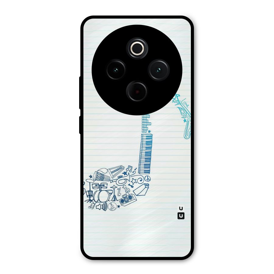 Music Note Design Metal Back Case for iQOO Z10