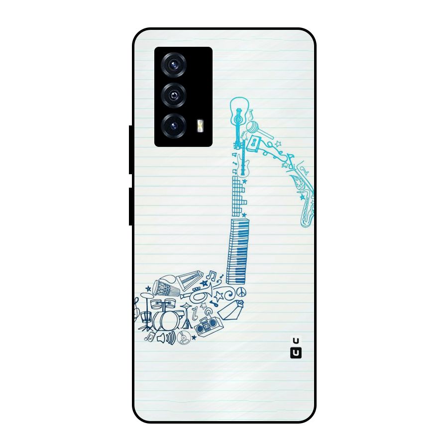 Music Note Design Metal Back Case for iQOO Z5
