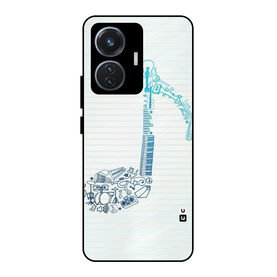 Music Note Design Metal Back Case for iQOO Z6 44W