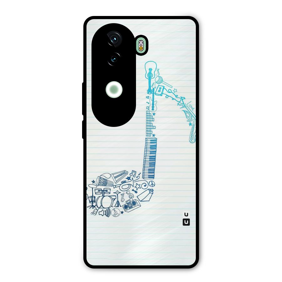 Music Note Design Metal Back Case for iQOO Z9s