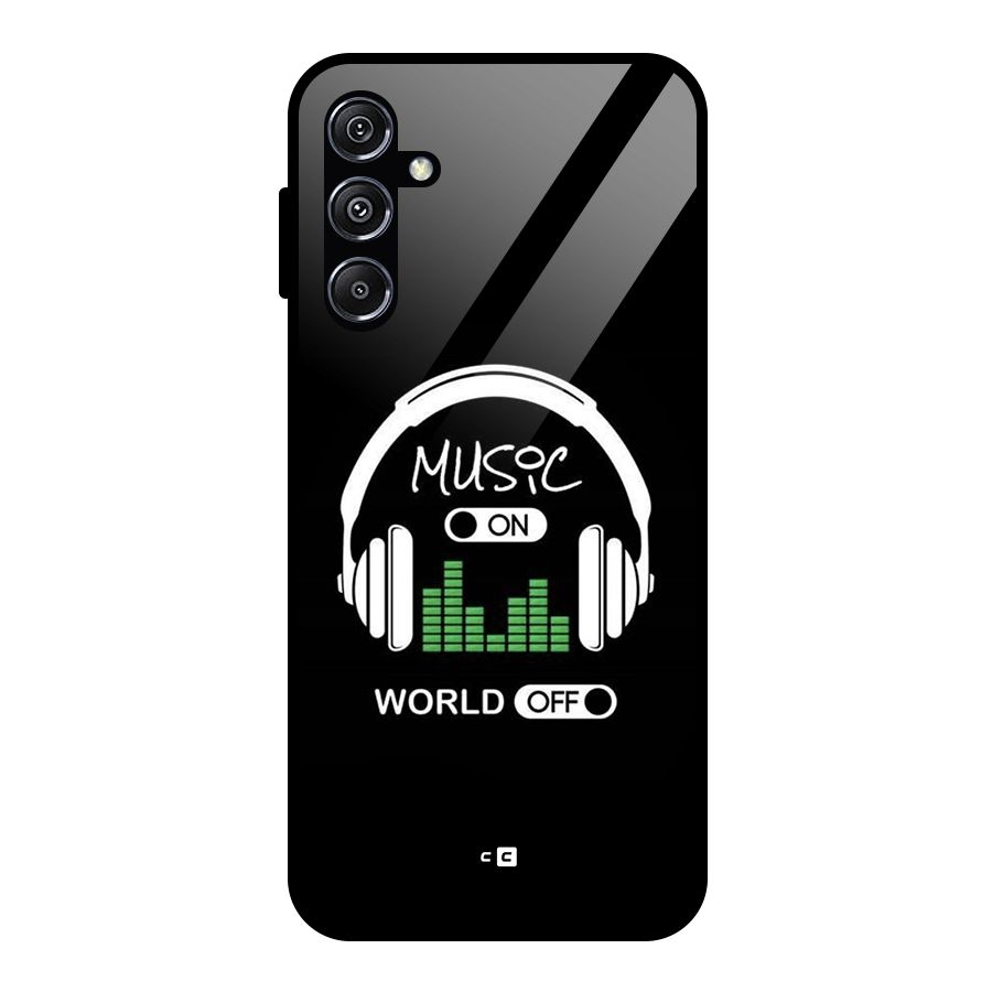 Music On World Off Glass Back Case for Galaxy M34 5G
