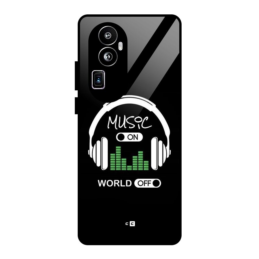 Music On World Off Glass Back Case for Oppo Reno10 Pro Plus