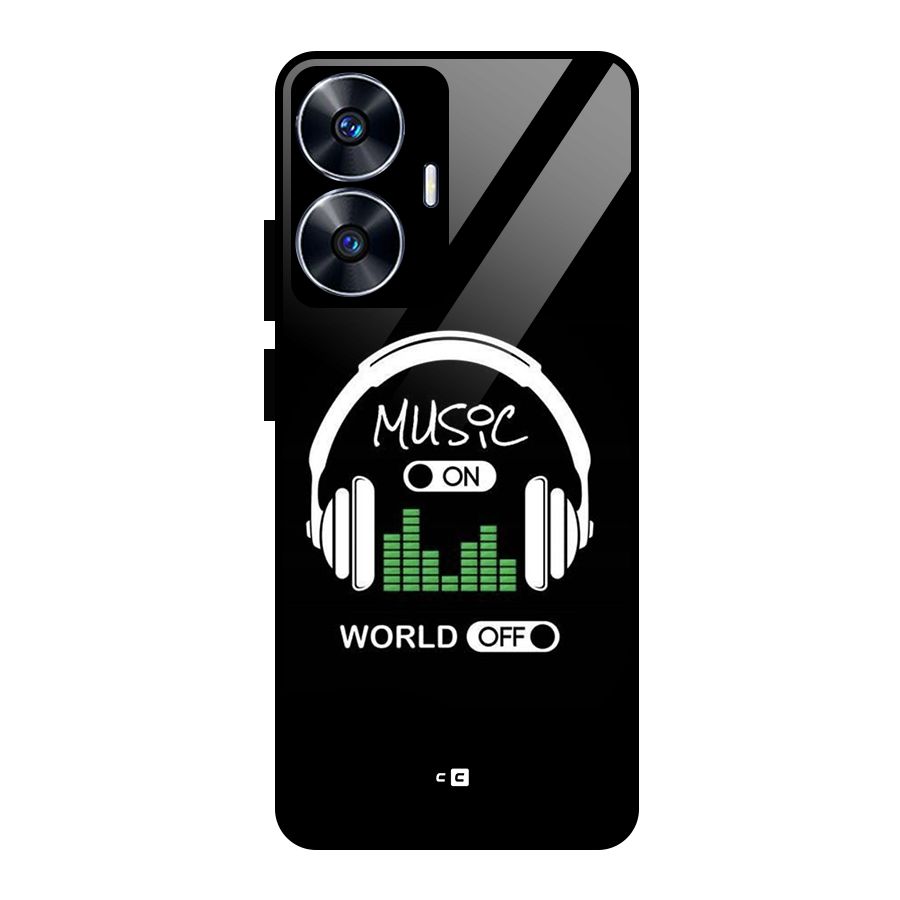 Music On World Off Glass Back Case for Realme Narzo N55