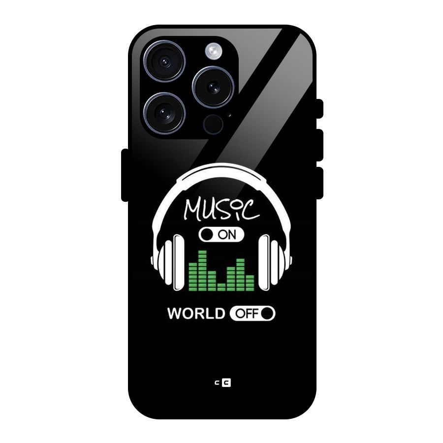 Music On World Off Glass Back Case for iPhone 15 Pro