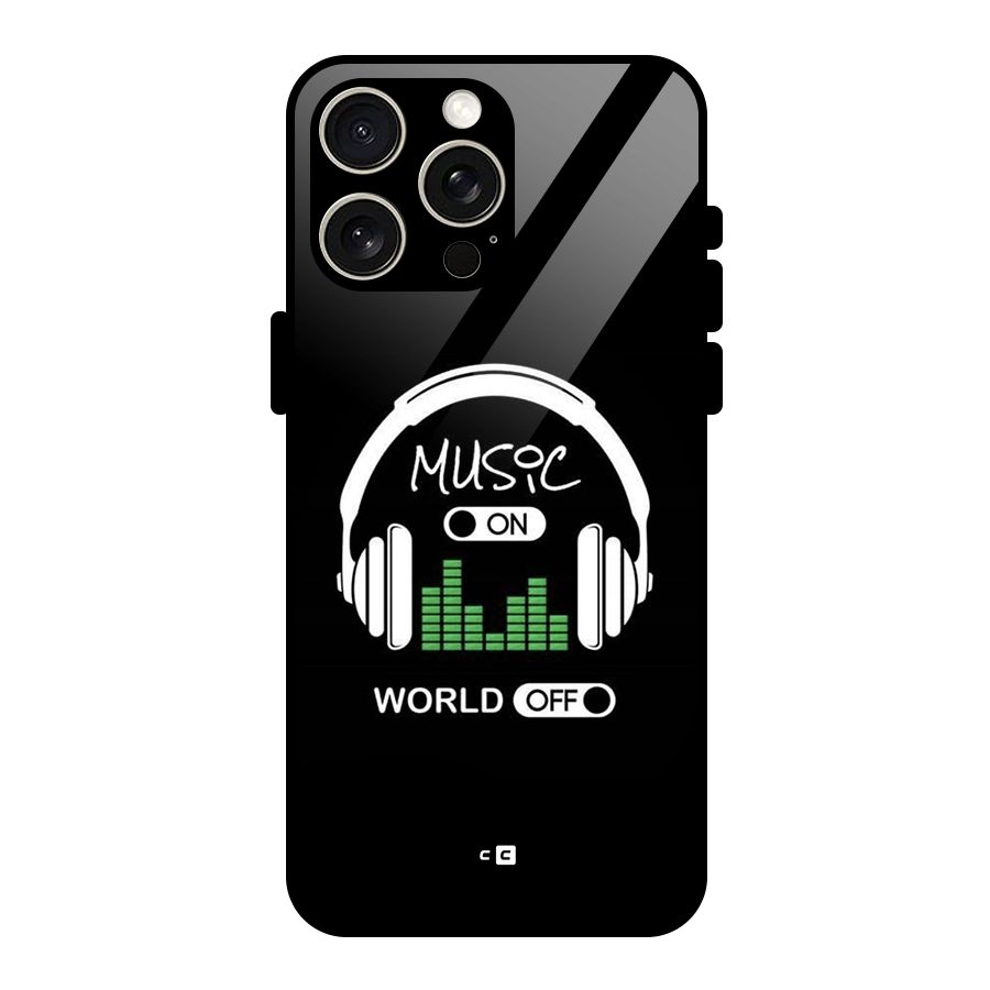 Music On World Off Glass Back Case for iPhone 15 Pro Max
