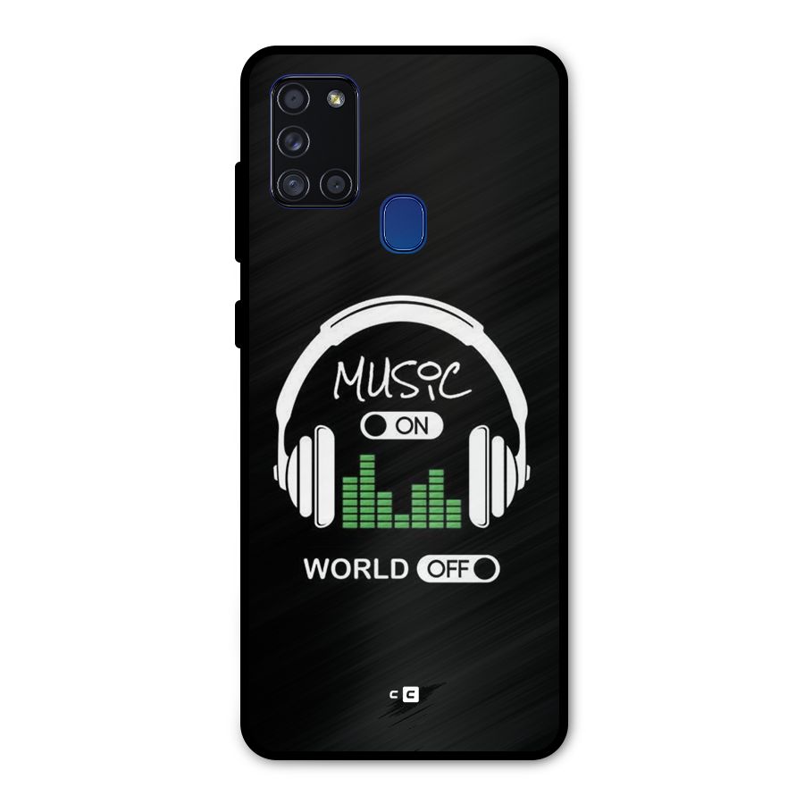 Music On World Off Metal Back Case for Galaxy A21s