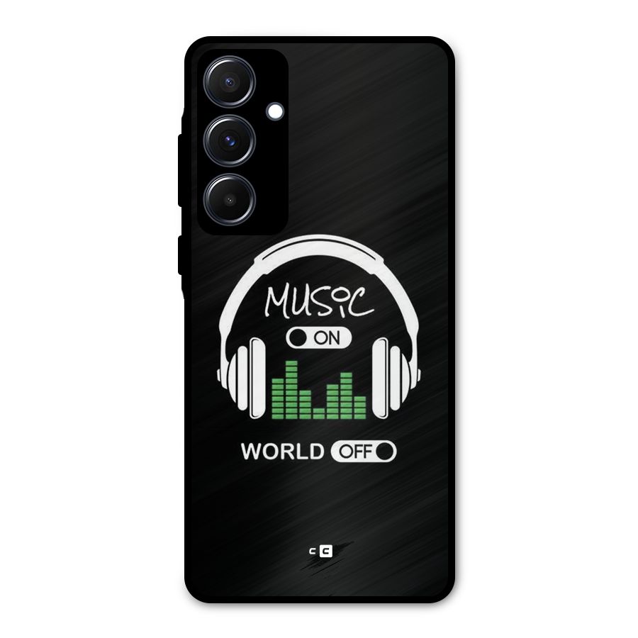 Music On World Off Metal Back Case for Galaxy A55