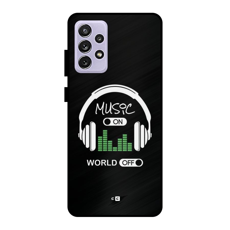 Music On World Off Metal Back Case for Galaxy A72