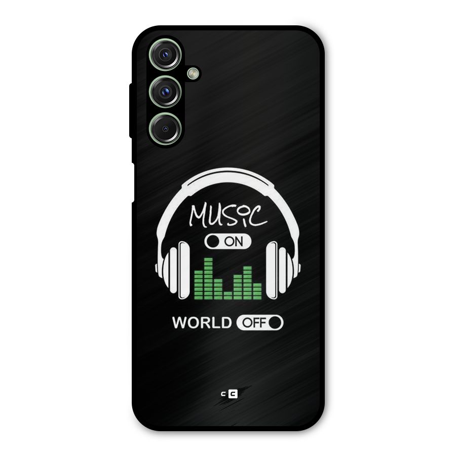 Music On World Off Metal Back Case for Galaxy M34