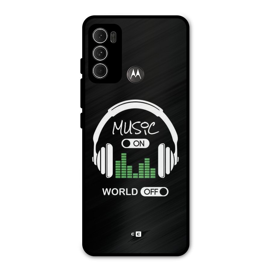 Music On World Off Metal Back Case for Moto G60