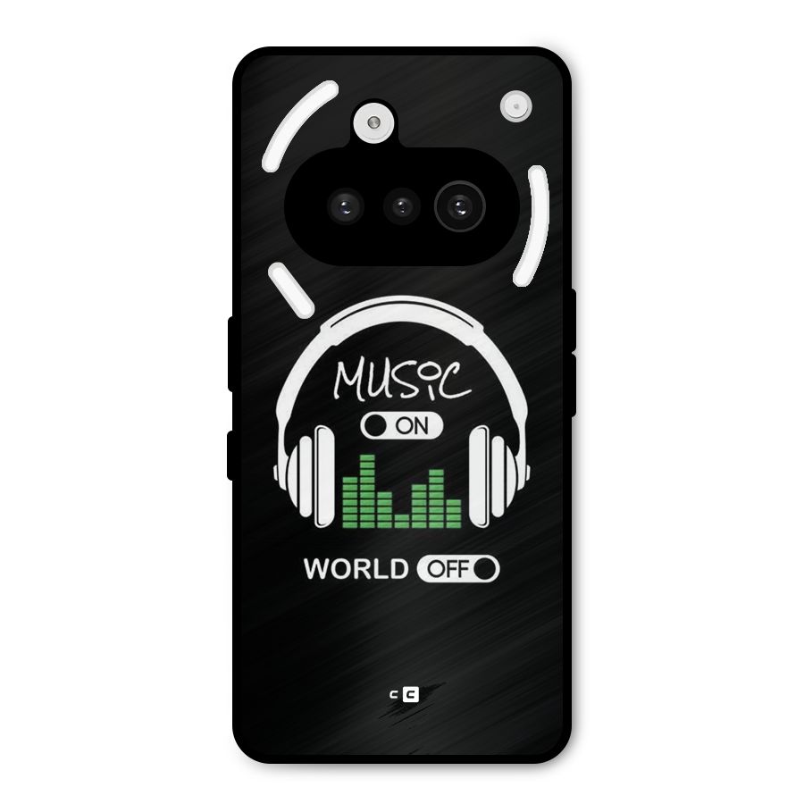 Music On World Off Metal Back Case for Nothing Phone 3a