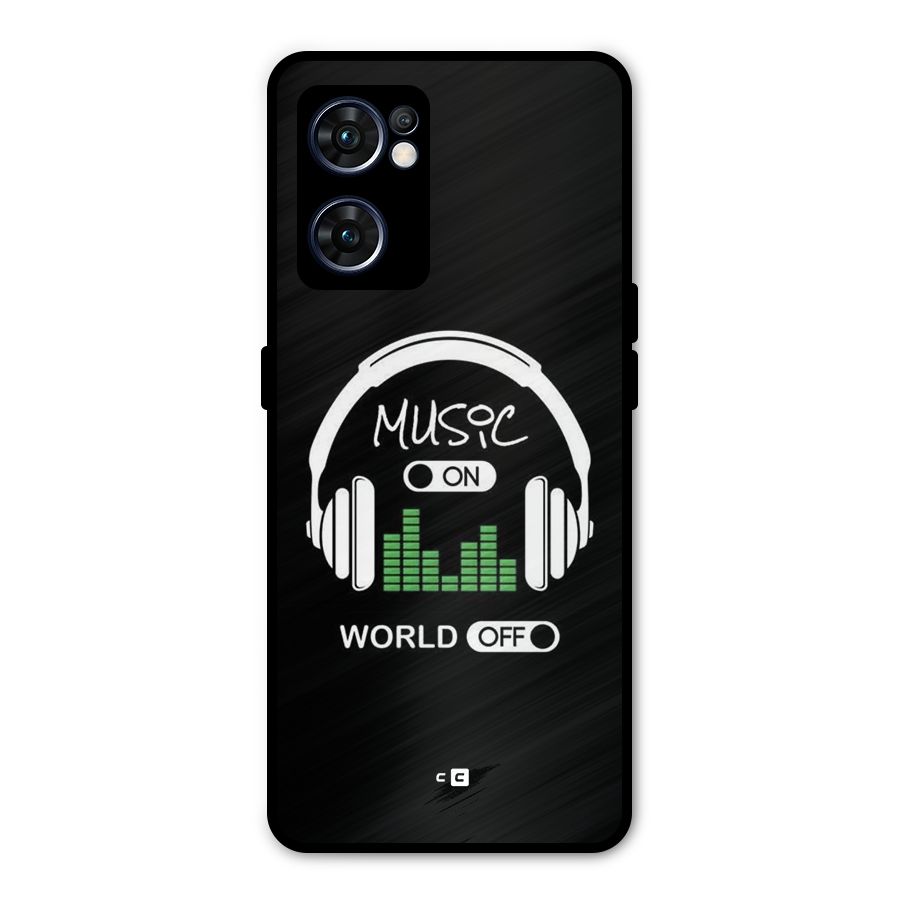 Music On World Off Metal Back Case for Oppo Reno7 5G
