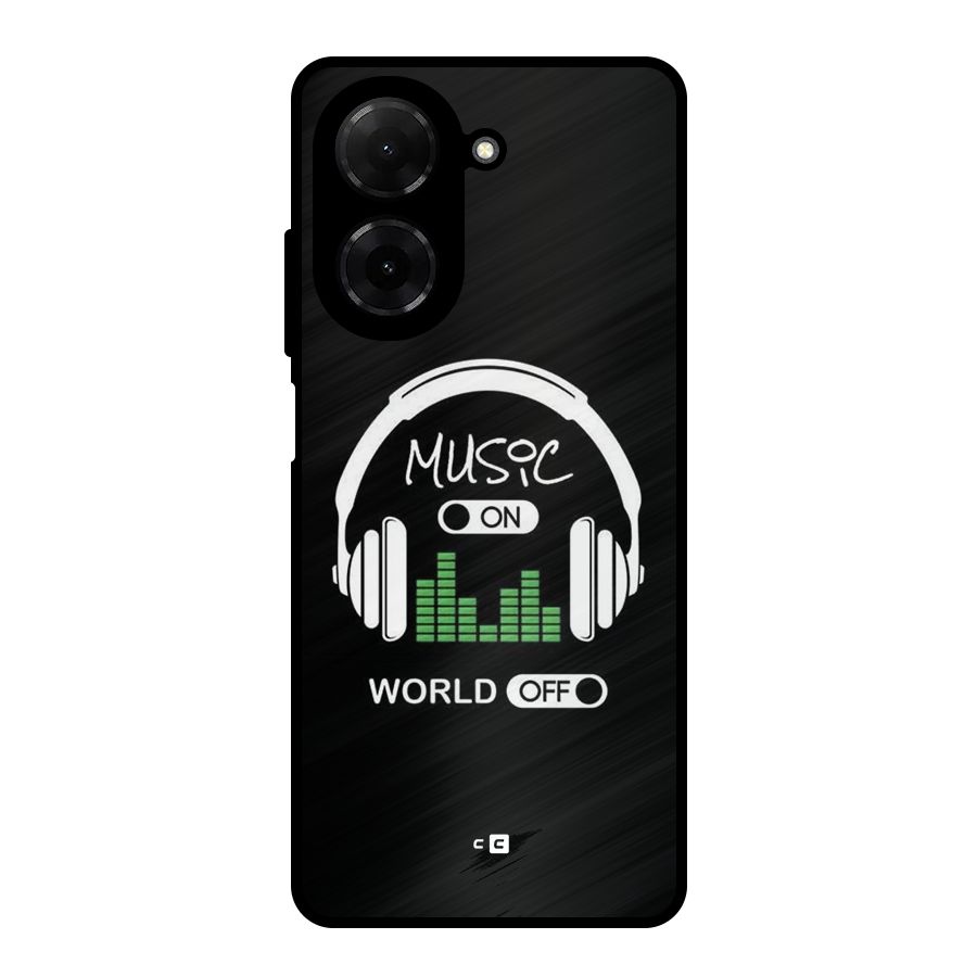 Music On World Off Metal Back Case for Redmi A5 4G
