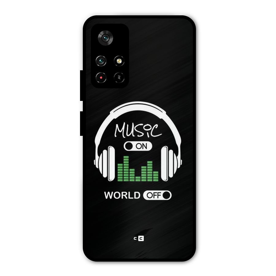 Music On World Off Metal Back Case for Redmi Note 11T 5G