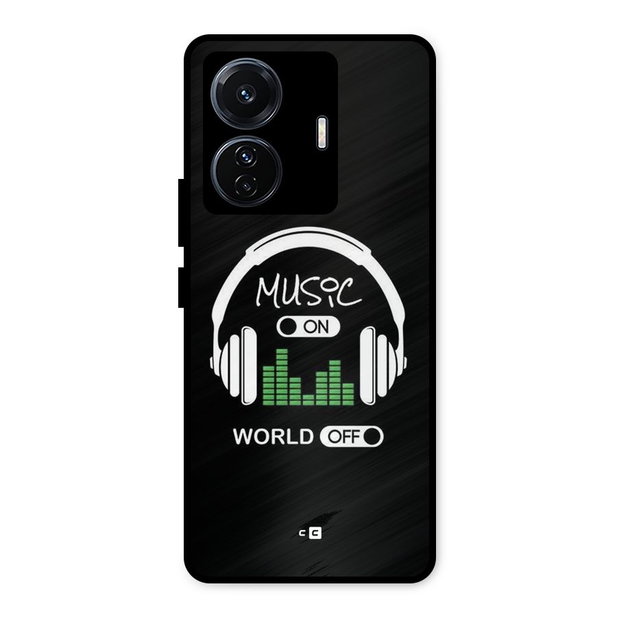 Music On World Off Metal Back Case for Vivo T1 Pro