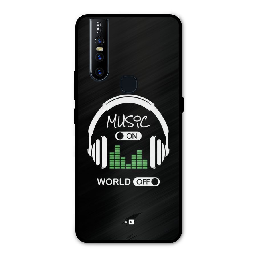 Music On World Off Metal Back Case for Vivo V15