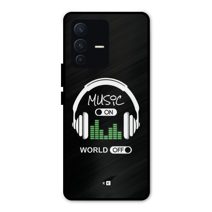 Music On World Off Metal Back Case for Vivo V23 Pro
