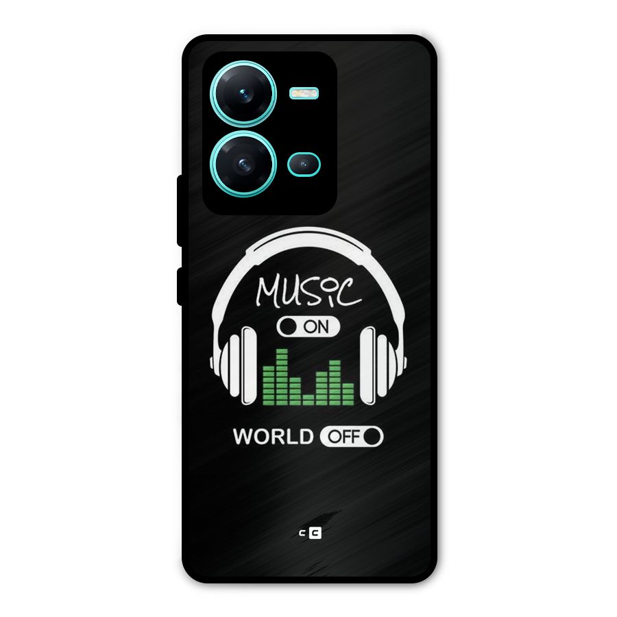Music On World Off Metal Back Case for Vivo V25