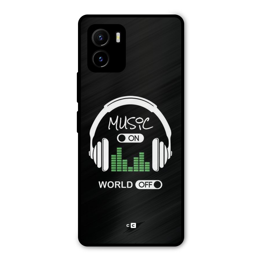 Music On World Off Metal Back Case for Vivo Y15s