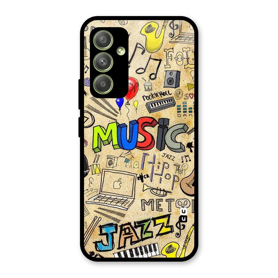 Music Pattern Glass Back Case for Galaxy A54