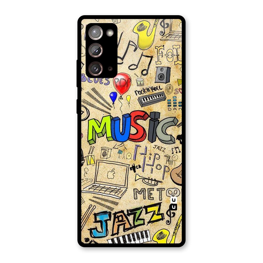 Music Pattern Glass Back Case for Galaxy Note 20