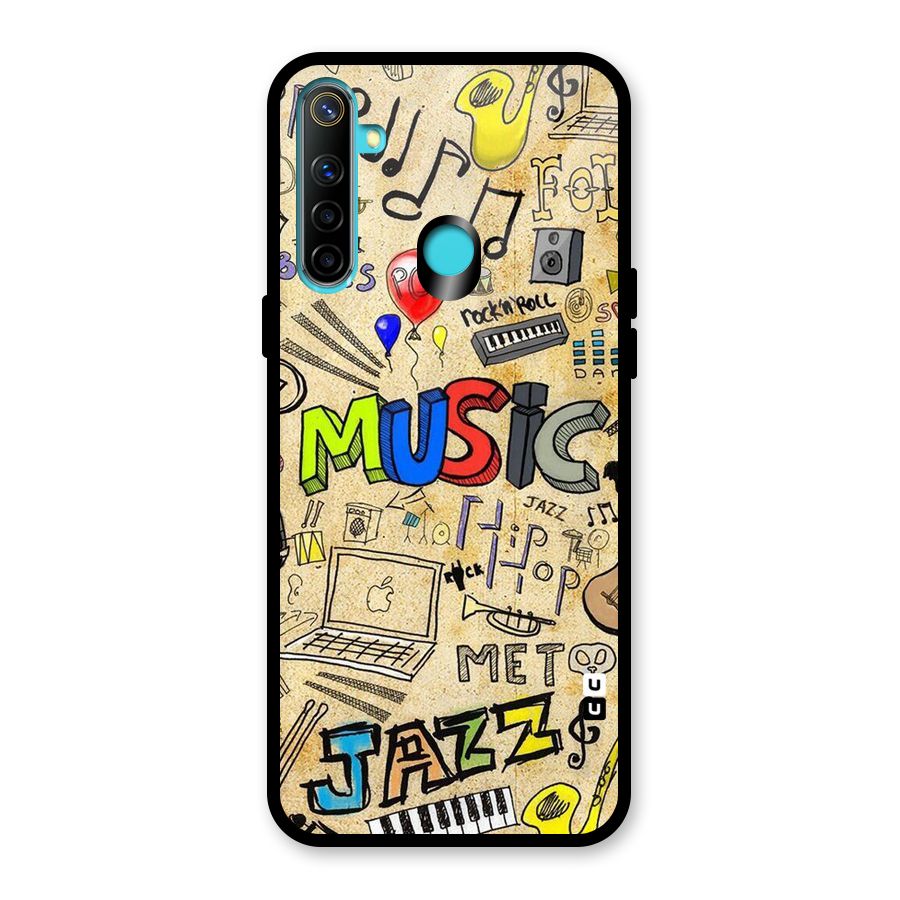 Music Pattern Glass Back Case for Realme 5