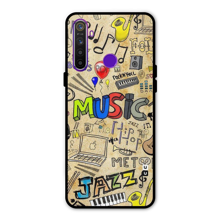 Music Pattern Glass Back Case for Realme 5s