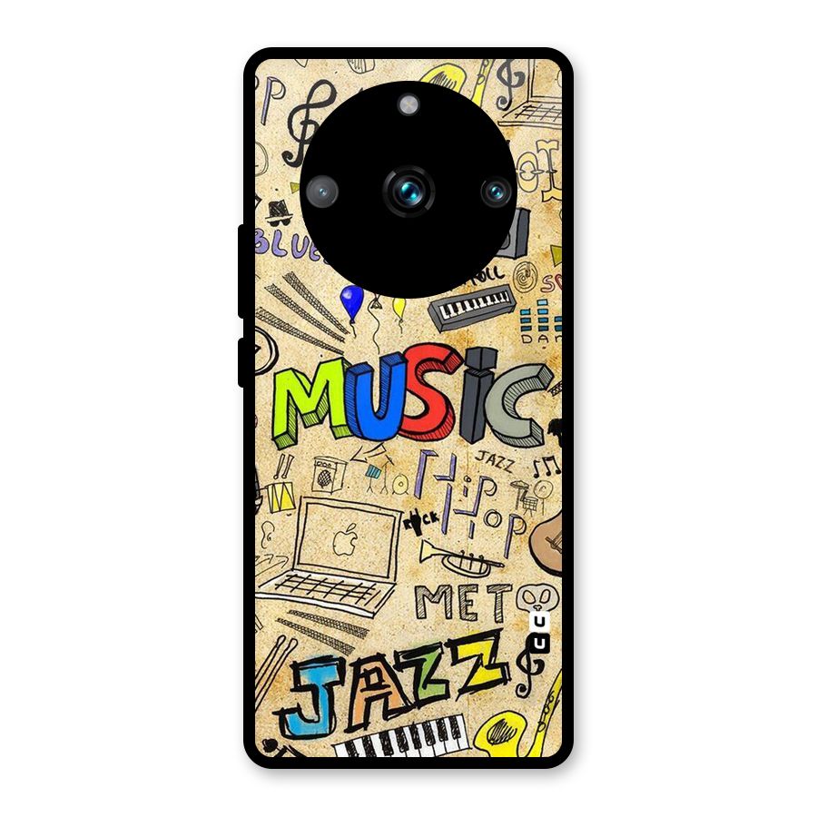 Music Pattern Glass Back Case for Realme Narzo 60 Pro